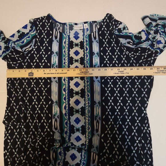 Kim Rogers Curvy dress Women's 1X mid-length Blue green black white design fall - Picture 6 of 13